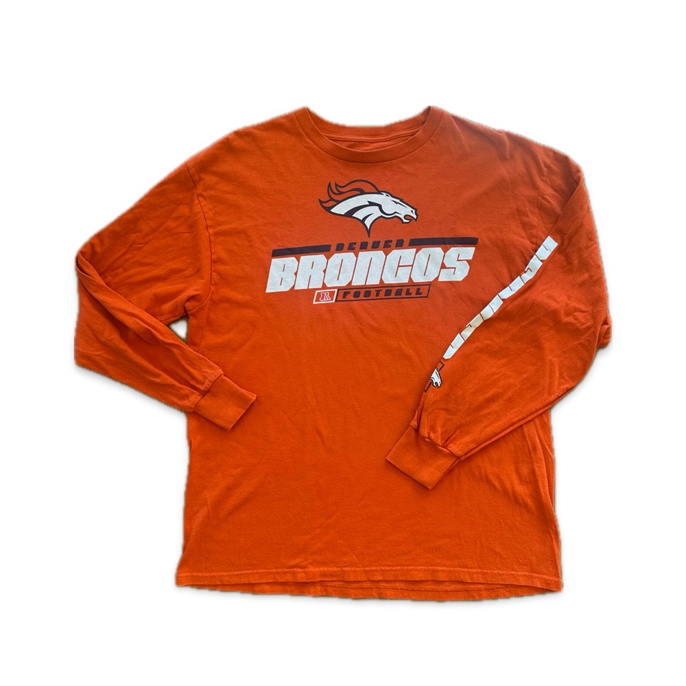 Denver Broncos Orange Long Sleeve Graphic football Tee